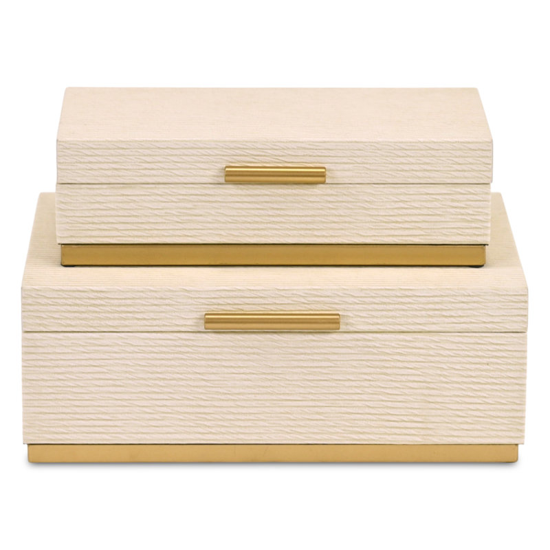 Ensemble de boîtes rectangulaires Kain, Crème, crème