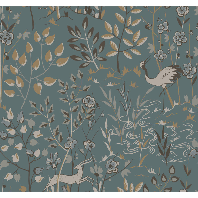 Rouleau floral Jimmy, Bleu sarcelle