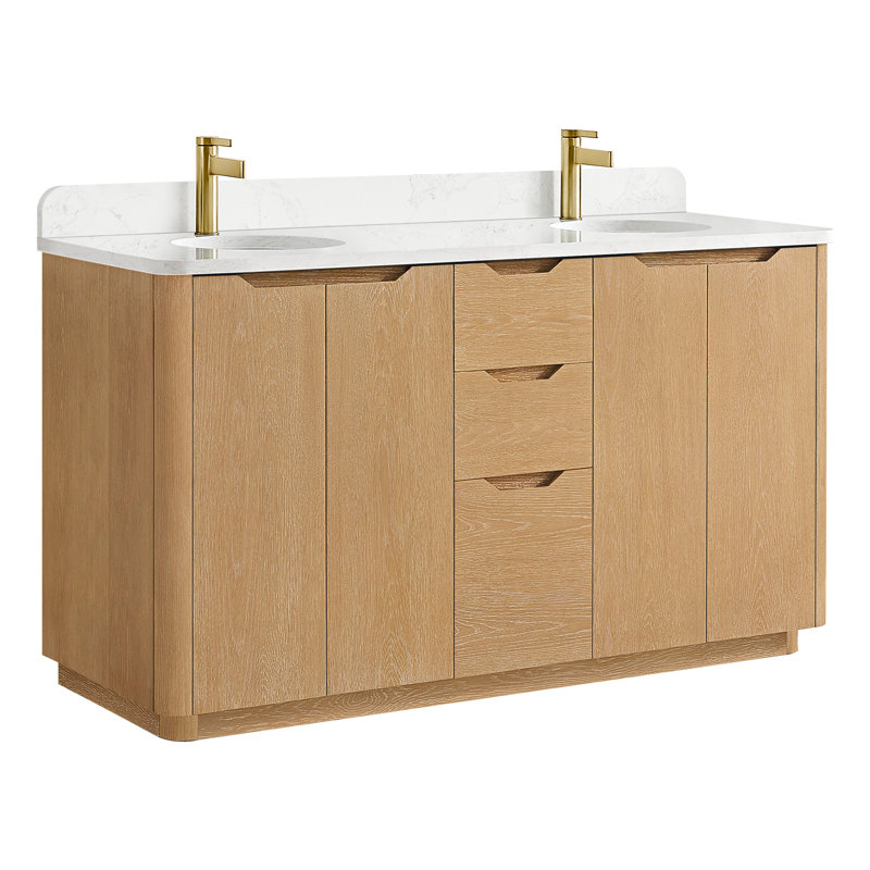 Meuble-lavabo double 60 po Innes, Gris cendré délavé