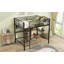 Lit mezzanine en métal et bois avec bureau en L et tablettes