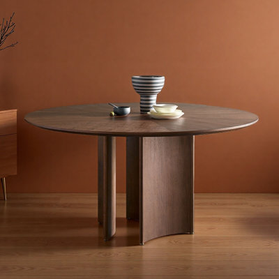 Vintage Black Walnut Round Dining Table