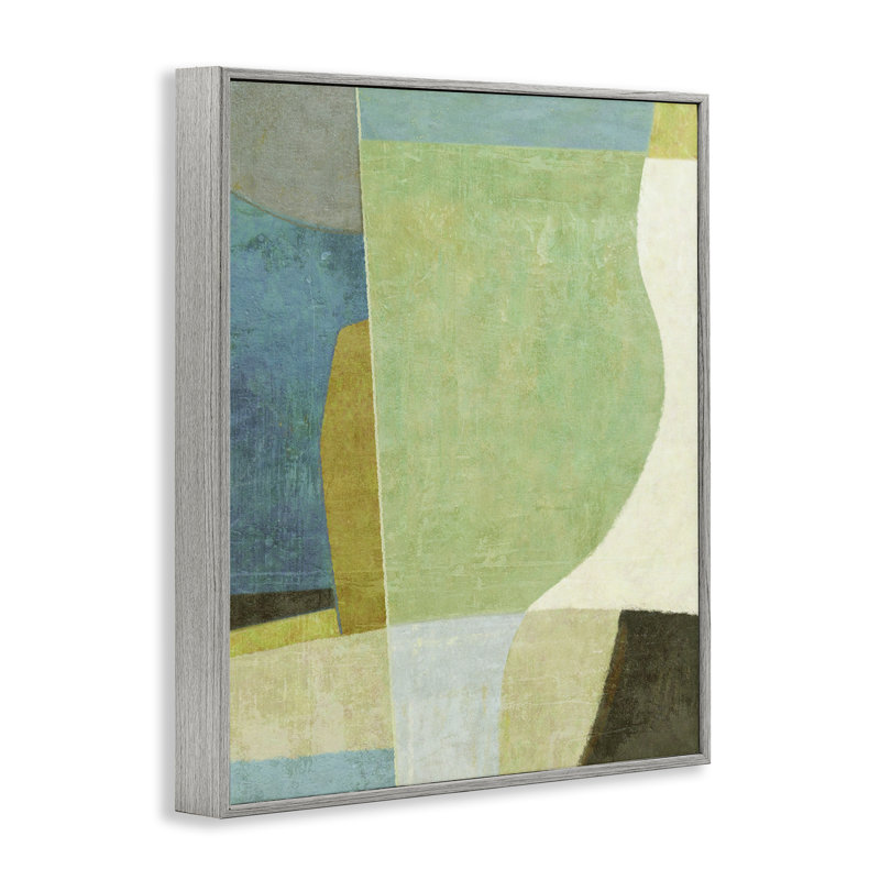 «Green Geometric Collage», art de la giclée encadrée par Suzanne Nicoll, Estampe numérique Farmhouse, H 30 po x l 24 po