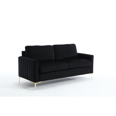 62" Velvet Loveseat Sofa Couch, Tufted Upholstered Comfy Love Seat, Mid-Century Modern Sofas Couches For Living Room Bedroom Office Small Space Furniture
