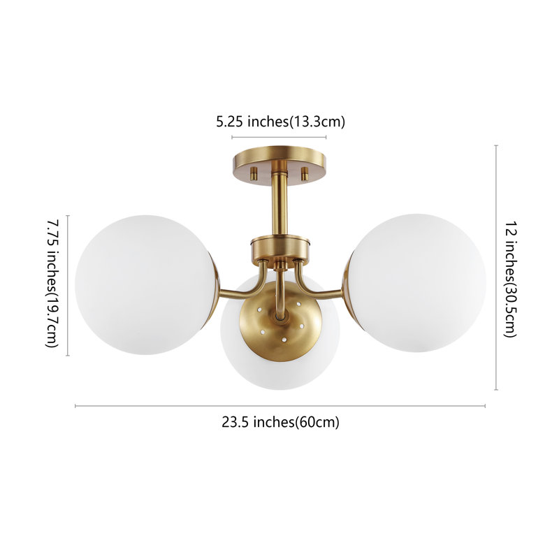 Semi Flush Mount, Brass Gold
