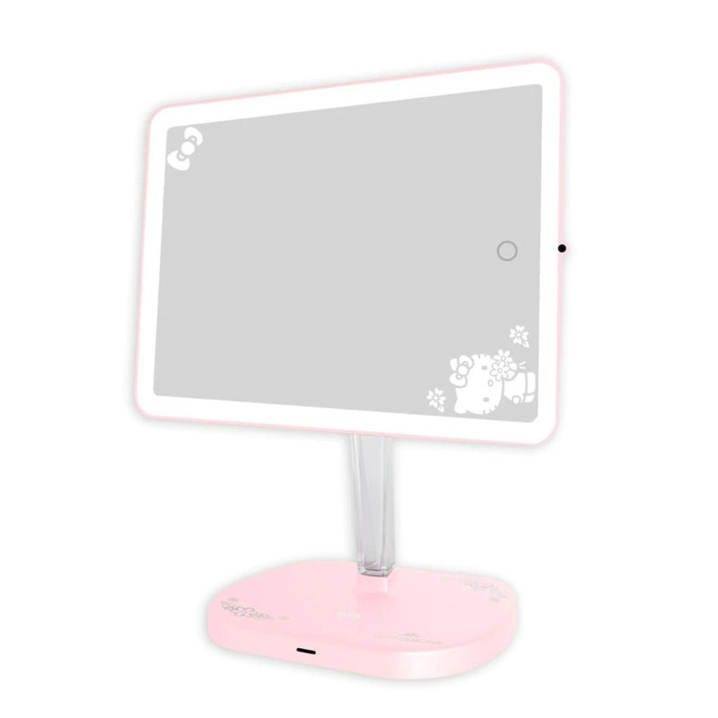 Hello Kitty Touch Pro Cute LED Makeup Mirror 2.0 for Dorm Room Decor, QI Charging Base to Phone