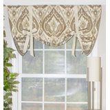 Lima Ikat Cotton Blend Tie-Up 50'' W Window Valance in Ivory