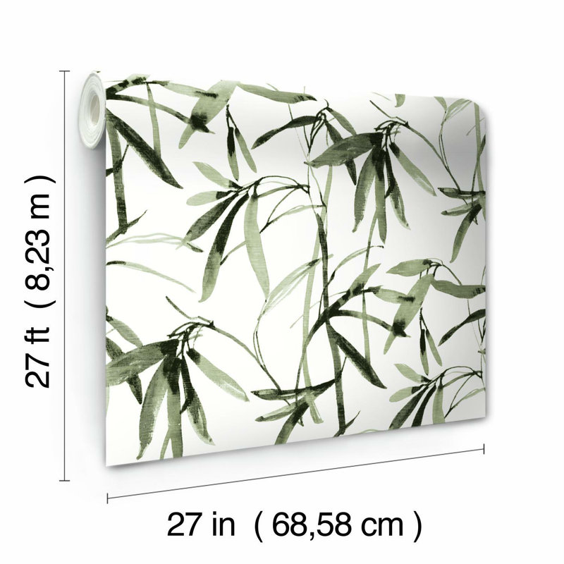 Rouleau de papier peint bambou L 27 pi x l 27 po, Vert / noir