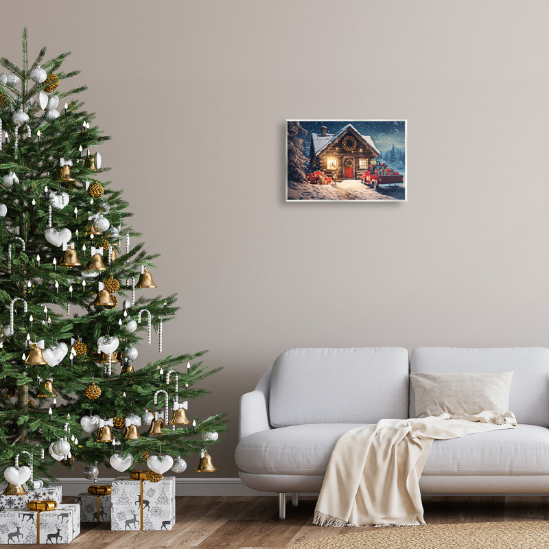 Art giclée Woodsy Holiday Cabin par Alina Georgescu, H 13 po x l 19 po