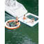 Hamac gonflable et quai flottant robuste - Anneau flottant Sunchill 8,5 pi avec filet de trampoline - Radeau de rivière interconnectable pour piscine, lac et fête, bleu