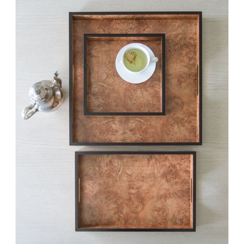 Wood Decorative Tray, 2.50" H x 12" W x 12" D