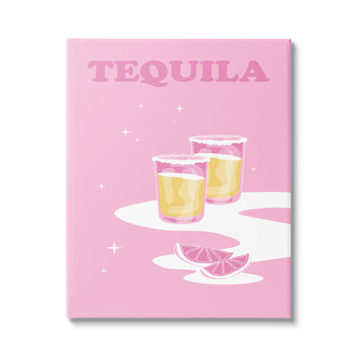 Stupell Industries Bold Pink Tequila Shots Kitchen Cocktail By Birch And Ink - Graphic Art In Wrapped Canvas