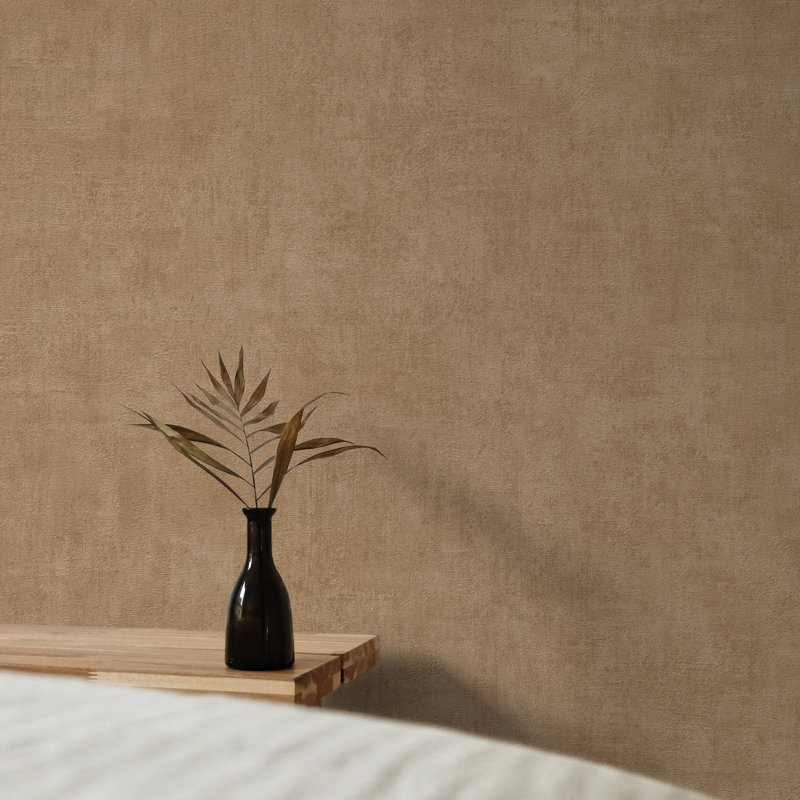 Orom II Collection Patinated Plain Wallpaper Roll, Terracotta Red