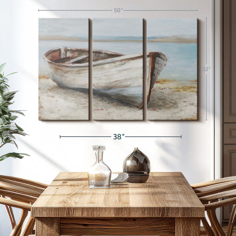 «Whitewashed Boat I», 3 pièces, H 32 po x l 50 po