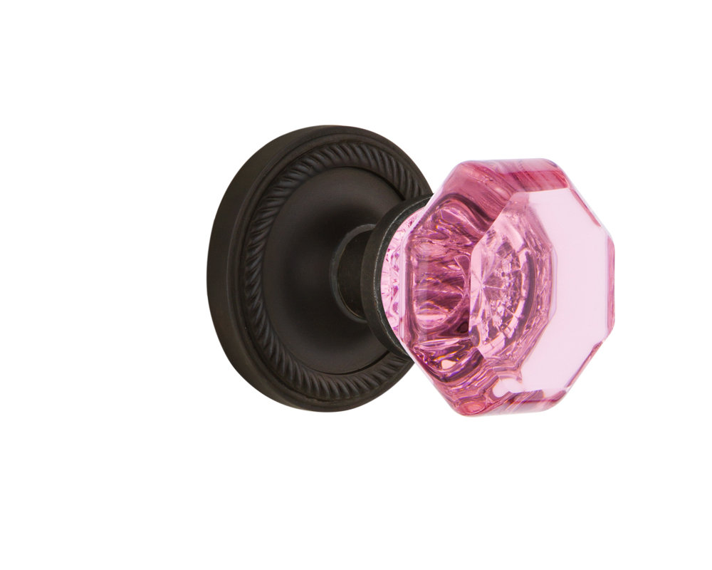 Rope Rosette with Waldorf Pink Door Knob Nostalgic Warehouse 