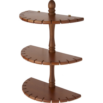 Bay Isle Home™ Curved Brown Wood Wall Mountable 36 Spoon Rack, 3 Shelves, 17" H x 11.25" W x 5.5" D