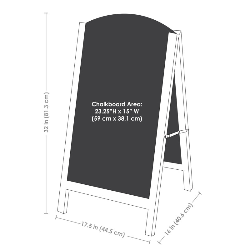 Rustic Brown Pine Wood A-Frame Chalkboard Sign with Chalk and Eraser