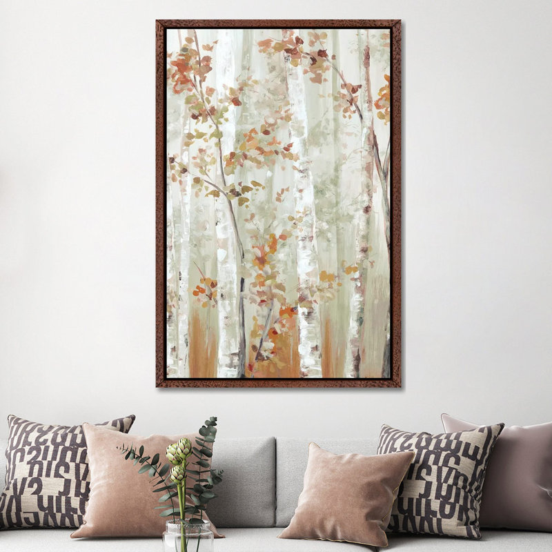 Birch Wood I by Eva Watts - Painting on Canvas, Classic Brown Wood Framed, 152.4cm H x 101.6cm W x 3.81cm D