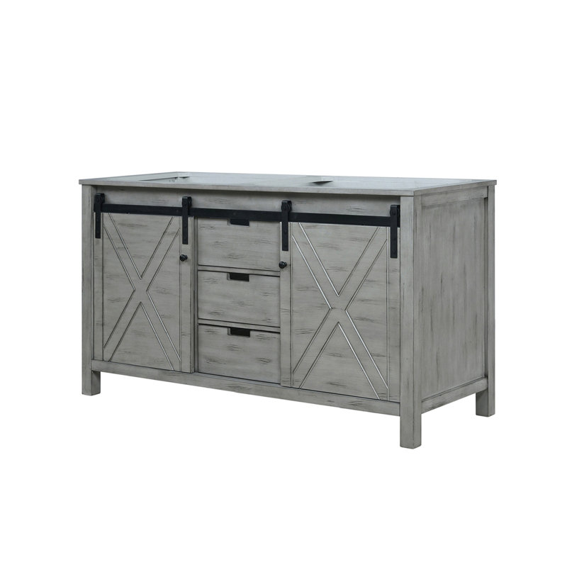 Meuble-lavabo double gris cendré l 60 po x P 22 po