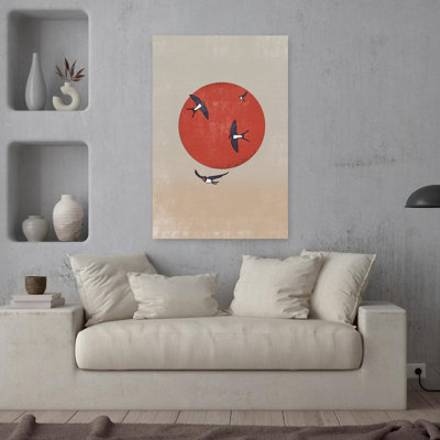 Contemporary Art Abstract Modern Organic Bird Landscape Nature Wall Art by Nicholas - Wrapped Canvas Print