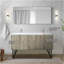 Meuble-lavabo double en acacia rustique 60 po X P 20 po D, plateau en marbre de culture, ensemble de robinet en nickel brossé et Miroir