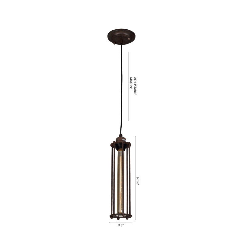 1-Light Black Metal Single Pendant