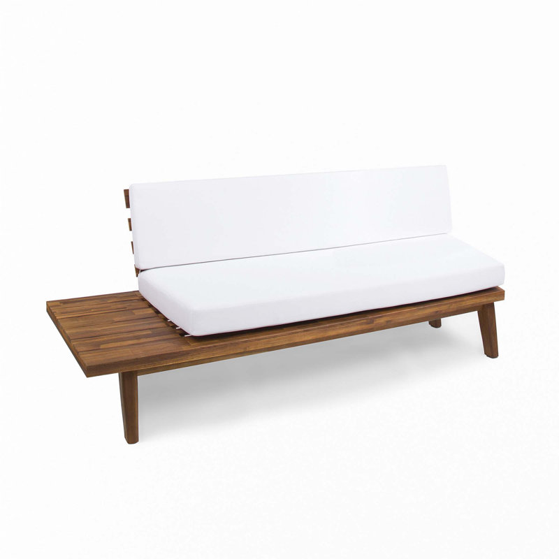 2 Seater Sofa, Left Hand Facing, White, Teak