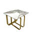 Table de bout rectangulaire en pierre frittée avec structure gracieuse en métal doré pour le matériau et la surface du salon