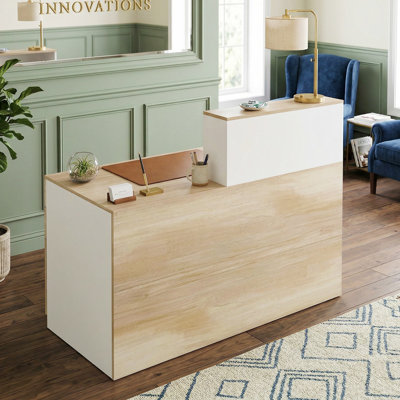 Jerrylee Rectangle Synthetic Laminate Reception Desk
