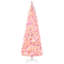 Arbre de Noël artificiel enneigé 7,5 pi avec forme de crayon, branches de pin réalistes, lumières DEL blanc chaud, ouverture automatique, rose et blanc-400602027