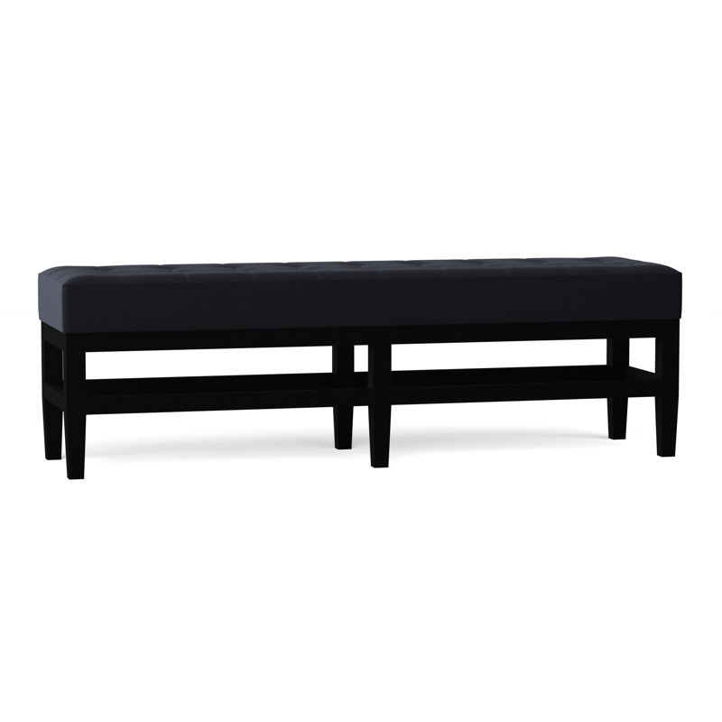 Galindo-White Upholstered Bench, Black, Klein Midnight Basketweave