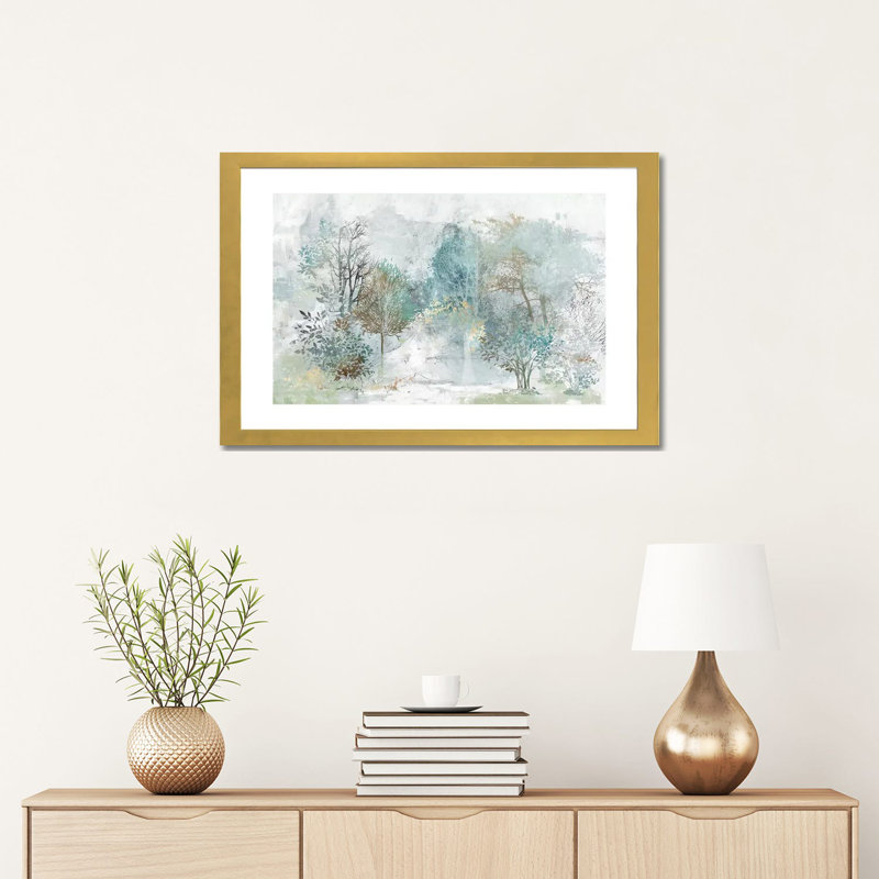 "Mystérieuse forêt" par Allison Pearce, reproduction d’art, H 16 po x l 24 po x P 1 po, Papier encadré doré, Blanc