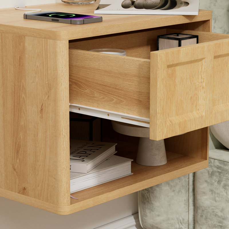 Table de chevet flottante moderne avec coins arrondis, Ensemble de 4