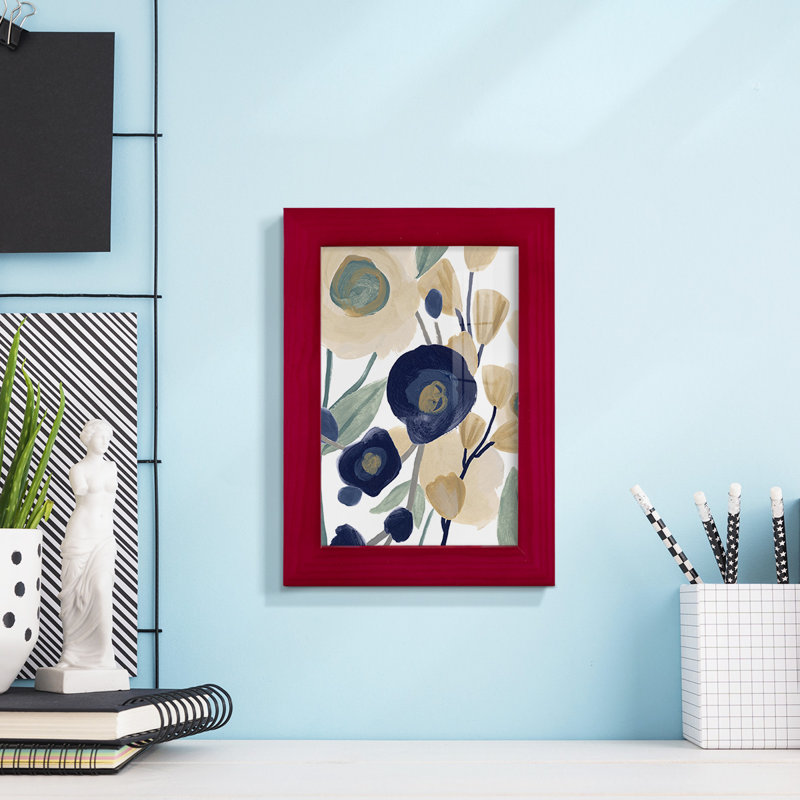 Bucktown Blue Poppy Cascade II, encadré sur papier, Rouge, H 6 po x l 4 po x P 1 po