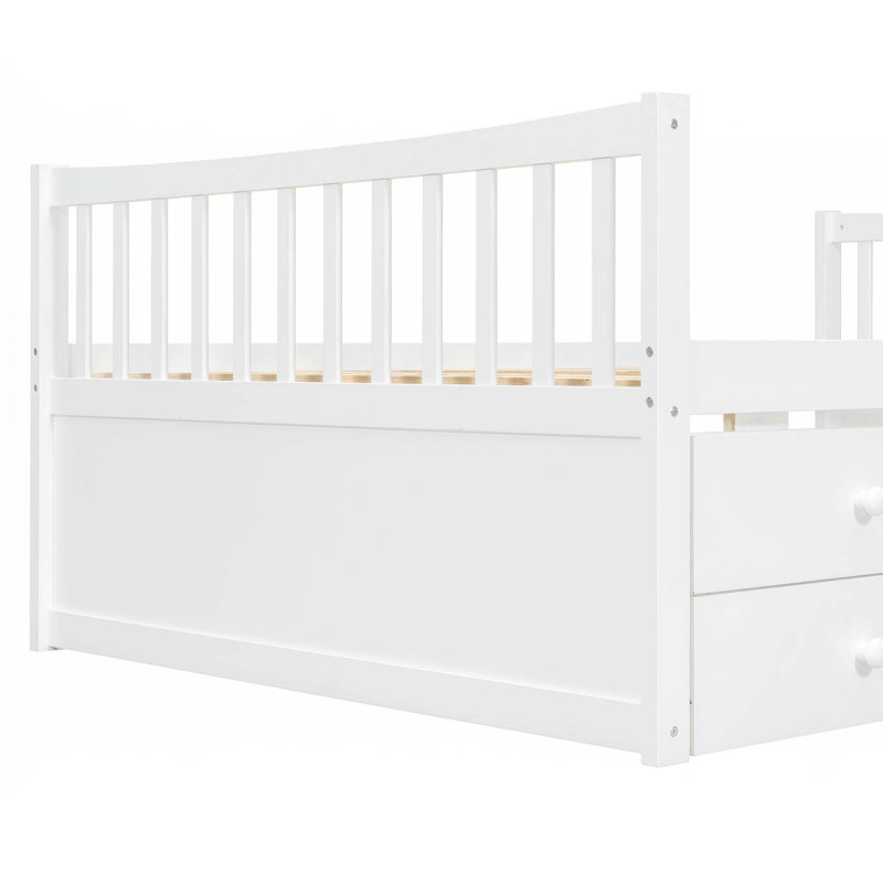 Daybed With Trundle And Drawers, White