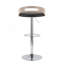 Tabouret de bar réglable avec pivot en métal chromé, bois et similicuir avec repose-pieds ovale