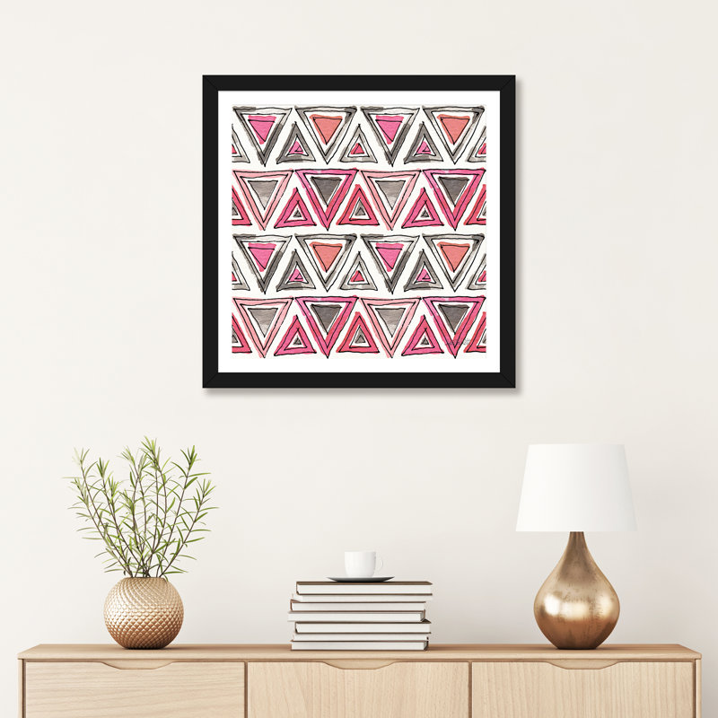 Art sur motif d’accents chic, Papier avec cadre noir, H 24 po x l 24 po x P 1 po