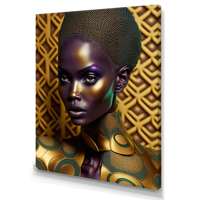 Portrait d'une femme africaine glamour - Impression, H 40 po x l 30 po x P 1,5 po, Toile tendue