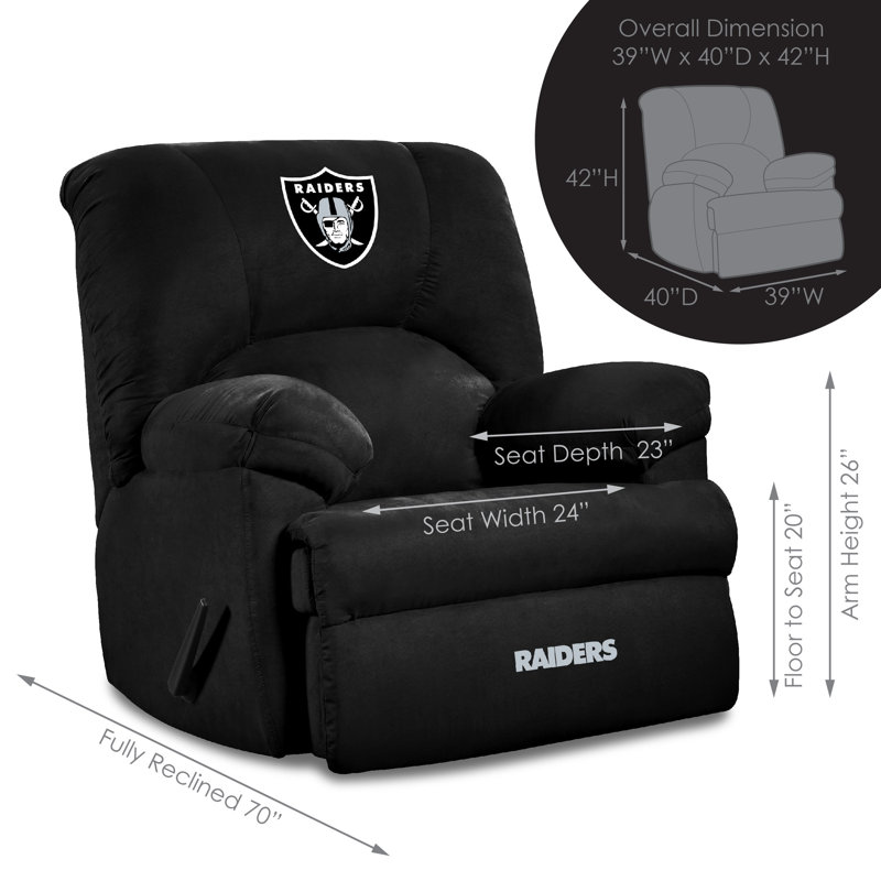 NFL Upholstered GM Rocker Recliner with Team Logo, Las Vegas Raiders