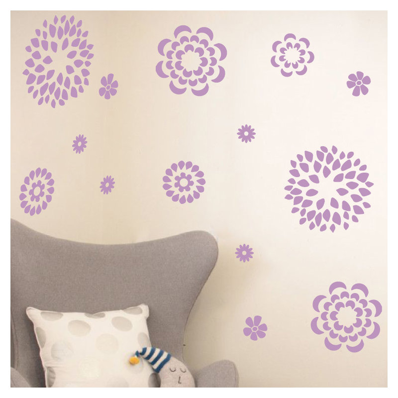Plants & Flowers Non-Wall Damaging Wall Decal, 38" H x 48" W x 0.01" D, Lilac