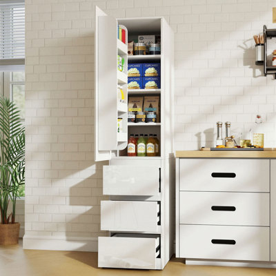 70.9" Large Food Kitchen Pantry Storage Cabinet with Doors, 3 Drawer, 4 Door Shelves and 3 Shelves