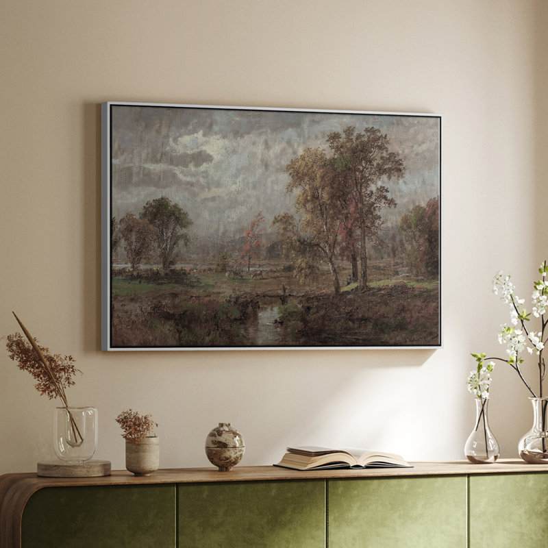 "Vintage Landscape -CCCXIV" sur toile, H 27 po x l 41 po, Blanc
