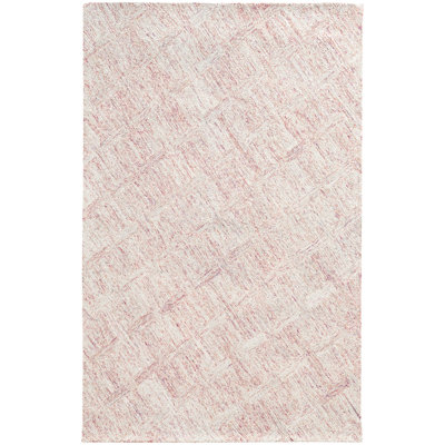 Colorscape Hand Tufted Wool Loop Pile Salmon Pink/Beige/Purple Area Rug