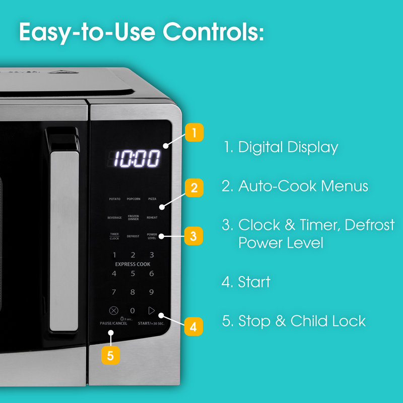 Abode 48.2cm 23m³ L 900W - Watt Countertop Microwave