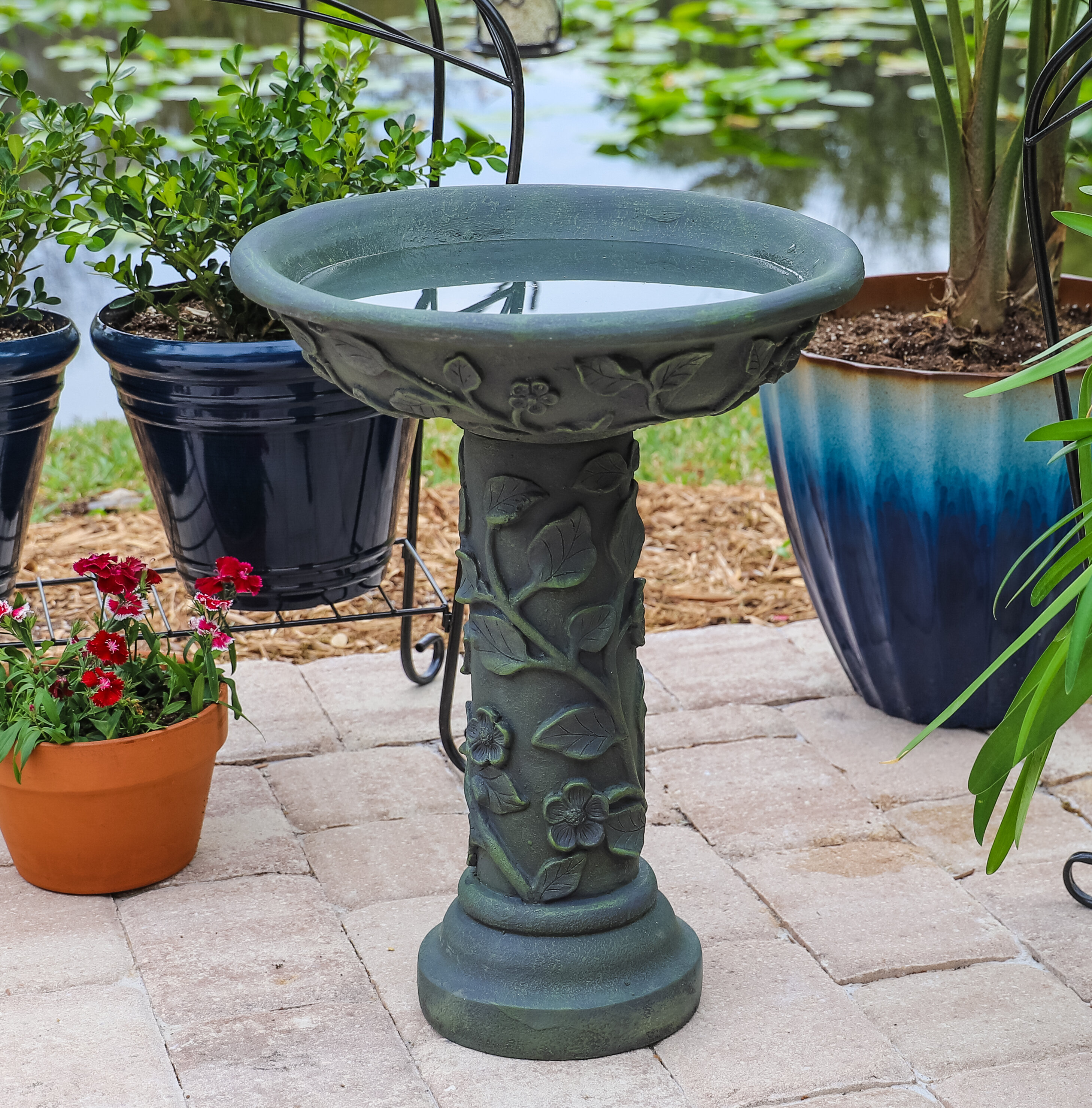 Lark Manor Alesandra Resin Vinyard Birdbath & Reviews | Wayfair