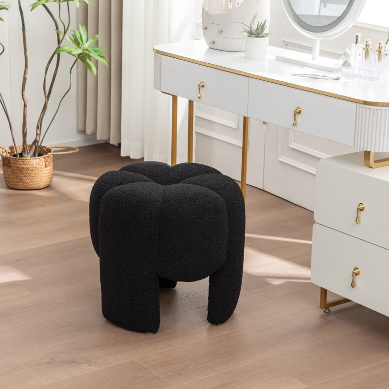 Fauteuil de maquillage en fausse fourrure, Noir