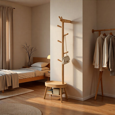 Solid Rubber Wood Deer Entryway Coat Rack