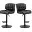 Ensemble de 2 tabourets de bar avec siège réglable, coussin rembourré épais et repose-pieds en métal, noir