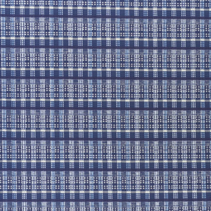 Zealand Check Fabric, Blue/ Medium Blue/ White