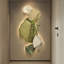 Vert, blanc forme libre grès art mural-1976904600