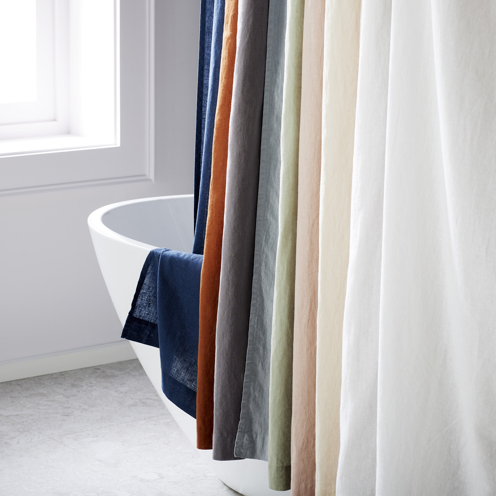 Jeffen Linen Blend Shower Curtain, Ivory